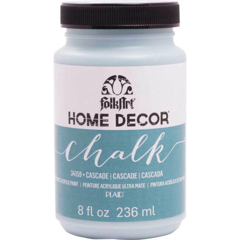 Folk Art Home Decor Chalk Paint in CASCADE, 8oz, rich pigmented formula for vibrant, ultra-matte finishes on various surfaces.