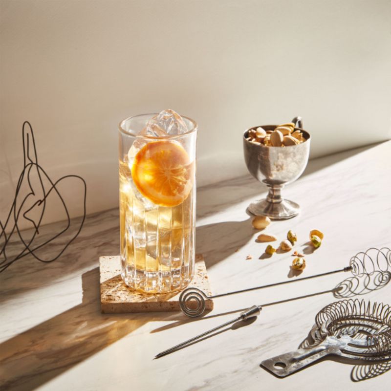 Set of 6 Ocean Hiball glasses, 350ml, featuring sleek design and sharp cut, perfect for cocktails and elegant table settings.