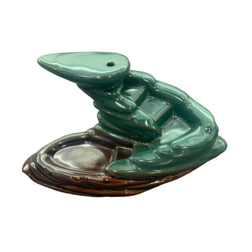 Ceramic Green Waterfall Backflow Burner with tiered design, creating a cascading smoke effect for meditation and relaxation.