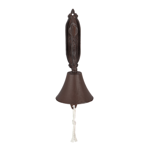 Rustic cast iron doorbell featuring a charming bird design, measuring 24cm, ideal for welcoming guests at home.