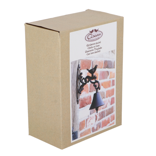 Rustic 24cm cast iron doorbell featuring a charming bird design, perfect for welcoming guests with style and durability.