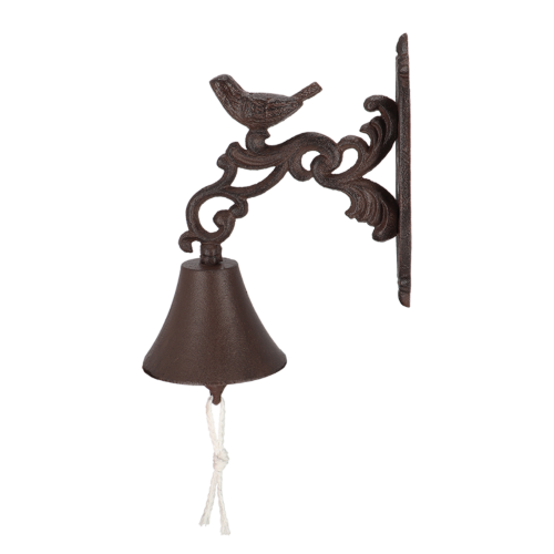 Rustic cast iron doorbell featuring a charming bird design, measuring 24cm, perfect for welcoming guests in style.