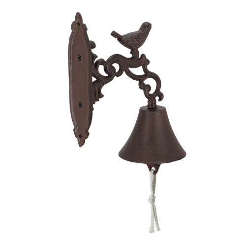 Rustic cast iron doorbell featuring a charming bird design, measuring 24cm, perfect for welcoming guests to your home.