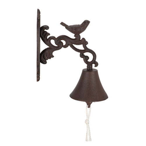 Rustic 24cm cast iron doorbell featuring a charming bird design, perfect for enhancing home entryways with style.
