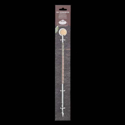 Soil thermometer (34cm) for accurate soil temperature readings in Celsius and Fahrenheit, ensuring optimal plant growth.