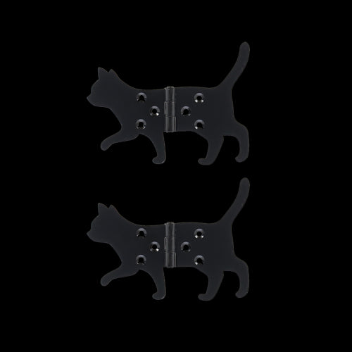Charming cat-shaped iron hinges (12x10cm) in assorted designs, perfect for adding whimsy to doors while ensuring functionality.