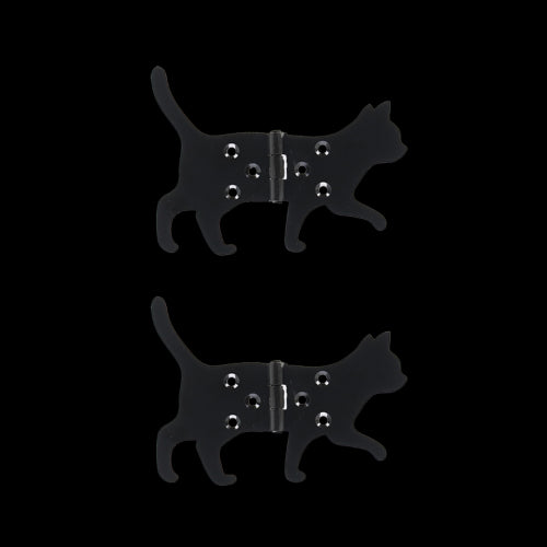 Whimsical cat-shaped iron hinges, 12x10cm, set of 2 assorted designs for stylish door connections.