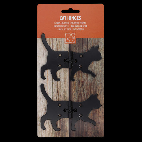 Cat-shaped iron hinges, 12x10cm, set of 2 assorted designs, adding playful charm to doors while maintaining functionality.
