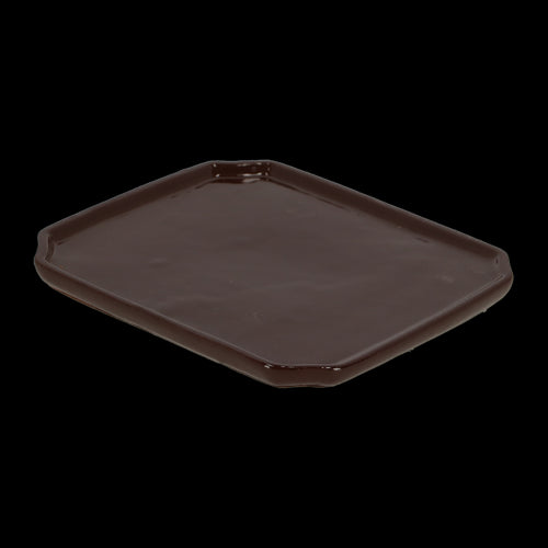 Rectangular large bonsai saucer set of 2 (25 x 21 x 2cm) for optimal drainage and display, protecting surfaces from water damage.