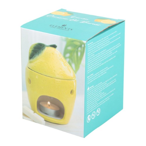 Bright yellow lemon-themed oil burner, perfect for infusing scents and enhancing home decor with a playful touch.