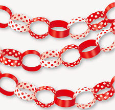 Vibrant red polka dot paper garland set, 9.12m total, perfect for festive celebrations and easy to assemble.
