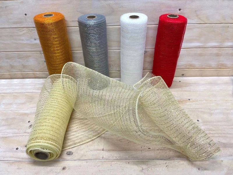 Artificial Silver Mesh Garland - 10m ribbon, versatile for elegant decor, gift wrapping, and festive celebrations.