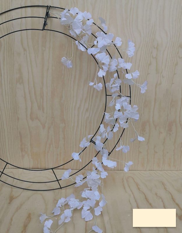 Artificial white ginkgo leaf garland, 1.8m long, perfect for elegant decor at home, weddings, and events.