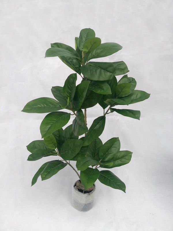 Lifelike 0.8m Artificial Rubber Tree in a decorative pot, perfect for adding greenery without maintenance.