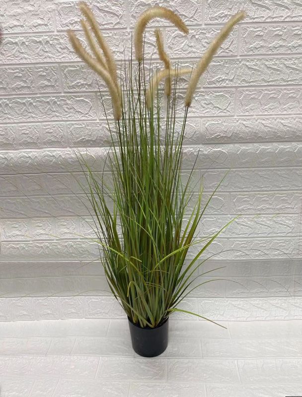 Lifelike 120cm artificial onion grass plant pot with cat tails, perfect for adding elegance to any indoor space.