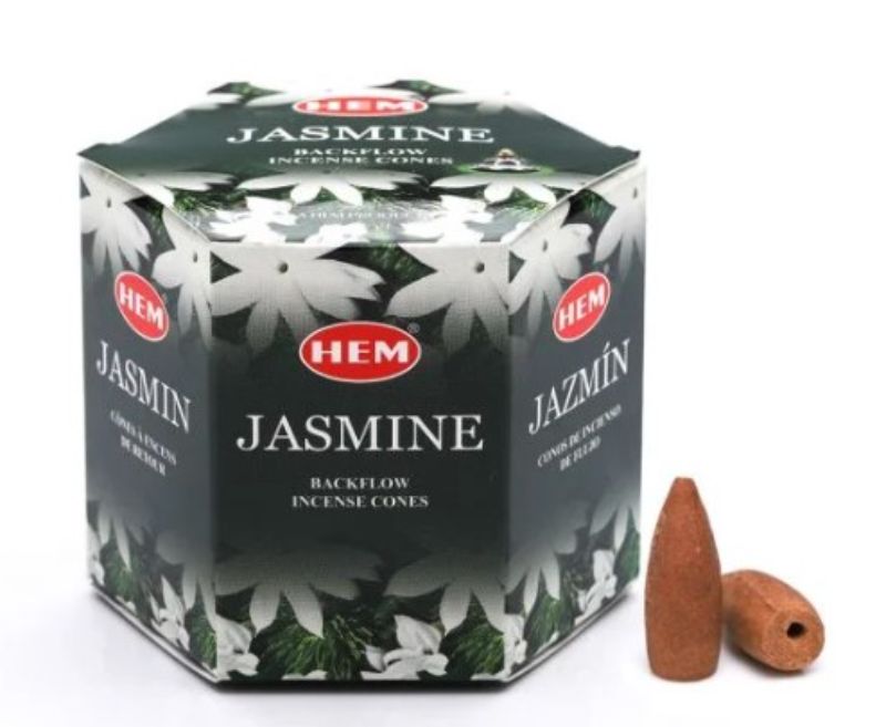 Backflow incense cones in jasmine scent, designed for mesmerizing smoke cascades and creating a serene atmosphere.