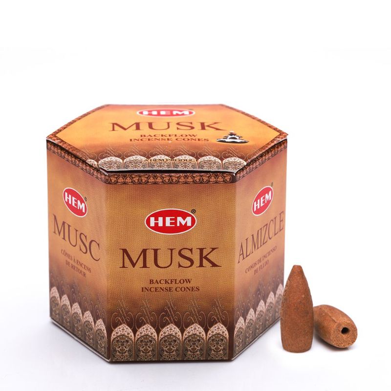 Backflow incense cones in musk scent, 480 total for enhancing meditation and relaxation with enchanting smoke waterfalls.