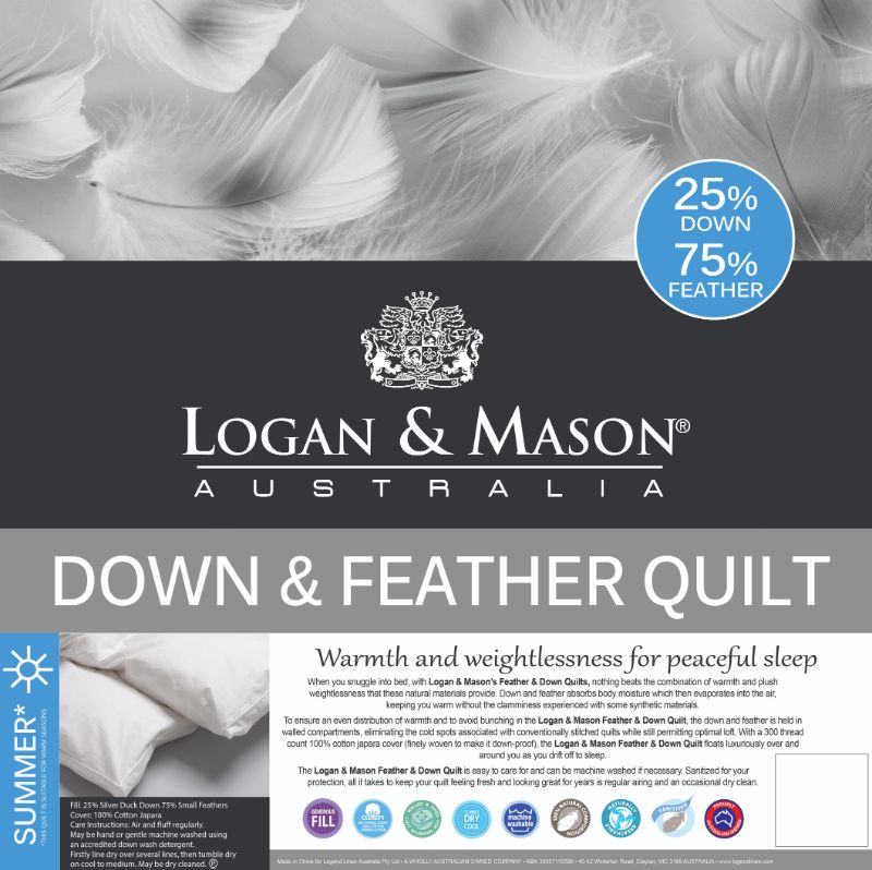 Duvet Inner - King Bed - 25% DOWN 75% FEATHER (LOGAN & MASON)