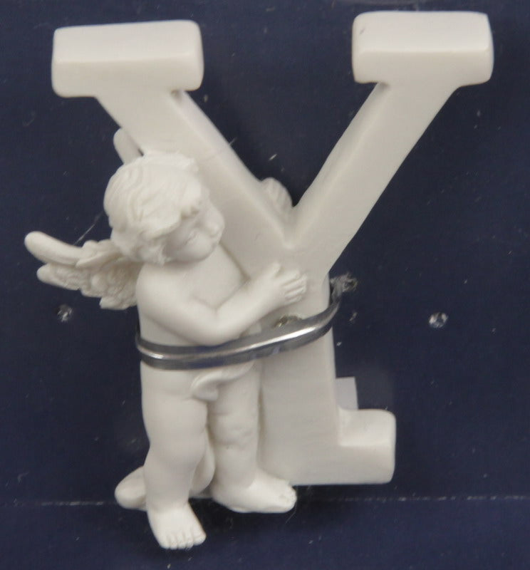 Whimsical cherub letter "Y", 7cm tall, perfect for personalizing children's decor and enhancing playful spaces.