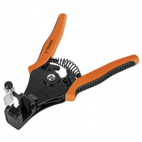 Self-adjusting wire stripping plier with SK5 steel blades, ergonomic handles, and built-in wire cutter for precise stripping.