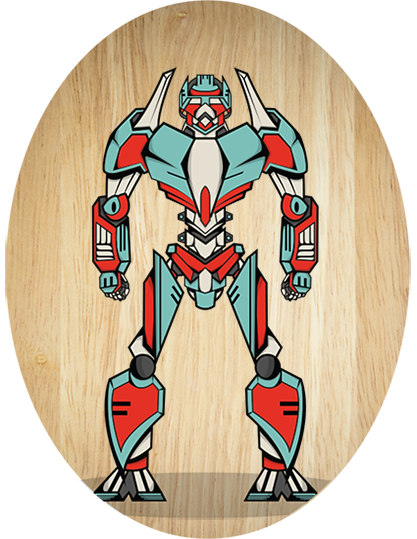 Robot-themed plywood wall art with eco-friendly design, perfect for playful home decor and easy hanging.