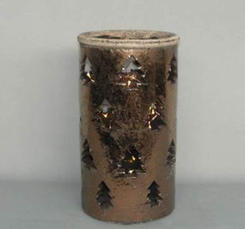 Elegant 15x30cm copper glazed candle holder, perfect for enhancing ambiance and interior decor with flickering candlelight.