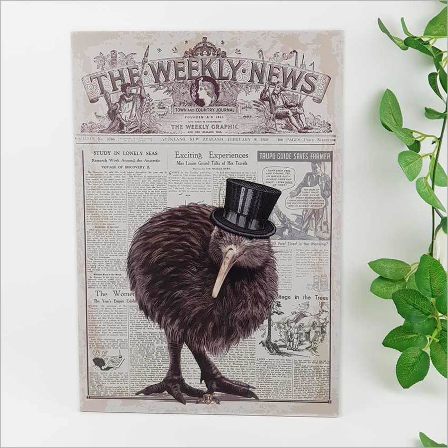 Vintage Kiwi wall art in retro design, printed on durable ACM, ideal for enhancing decor with New Zealand charm.