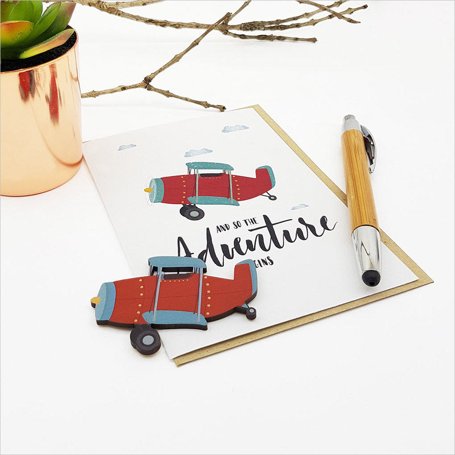 Elegant greeting card with embossed design, perfect for marking new adventures and milestones, featuring a blank interior for personal messages.