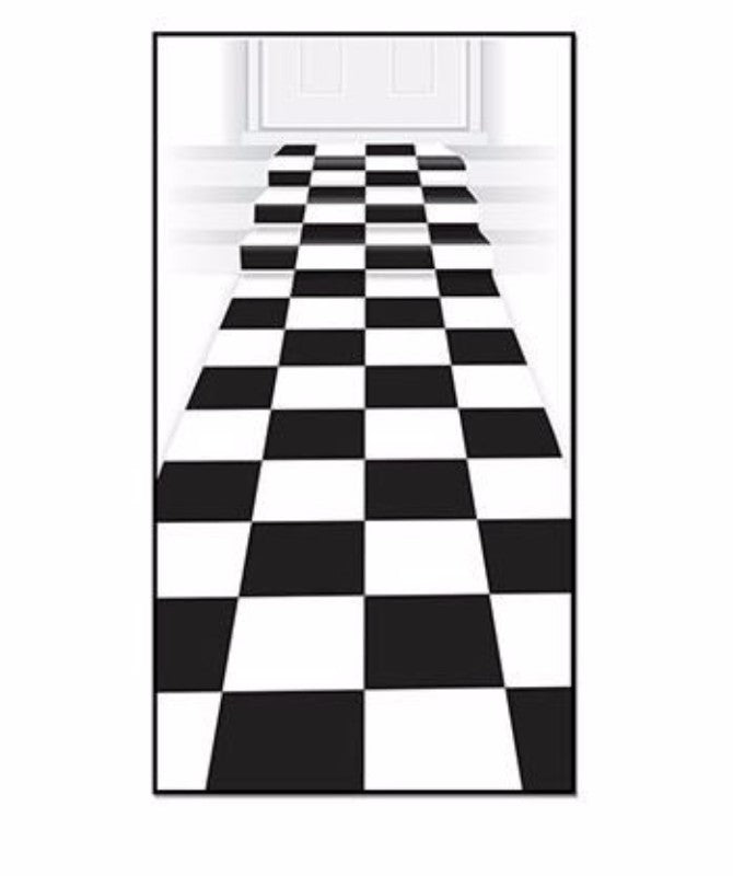 Checkered Floor Runner Black & White