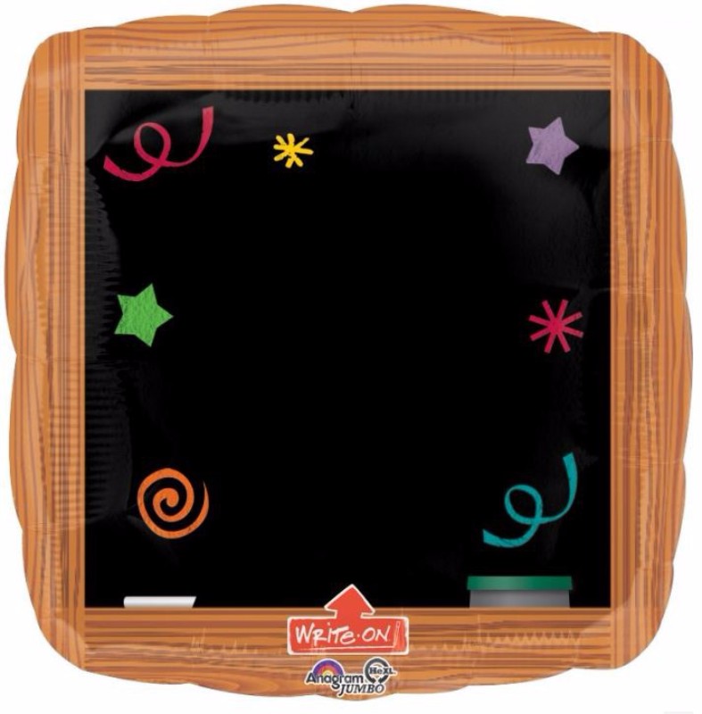 Blackboard-style foil balloon for customizable messages, perfect for parties and celebrations.