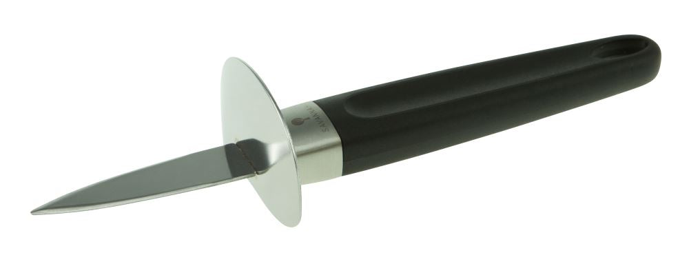 Savannah Oyster Knife with stainless steel blade, hand guard, and non-slip grip for safe and efficient shucking.
