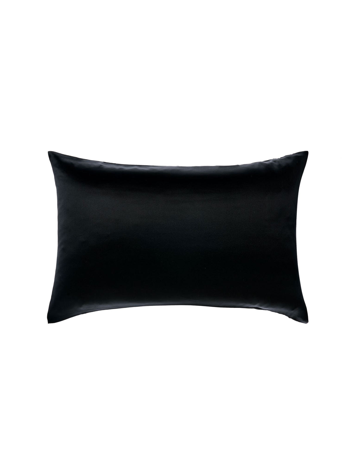 Luxurious black silk pillowcase by Savona, 100% silk sateen, enhances sleep, prevents hair frizz, and promotes healthy skin.