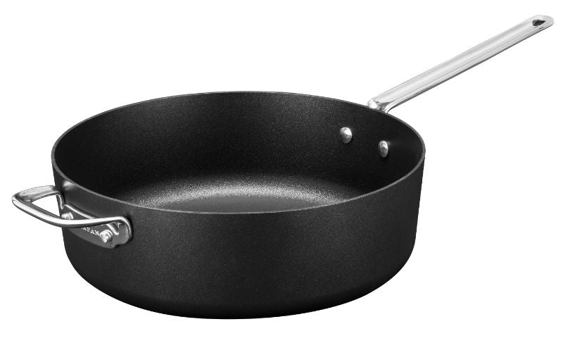 Giant 30CM braiser pan with non-stick surface, high walls for even cooking, ideal for large meals and versatile use.