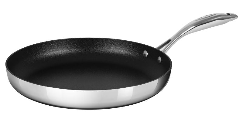 Scanpan Haptiq 32cm Frypan, stainless steel with non-stick surface, ideal for elegant, high-performance cooking.