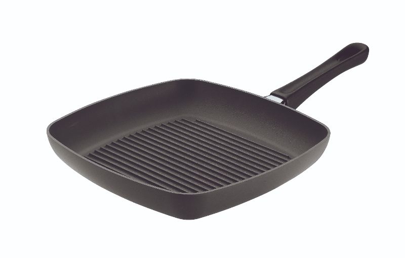Classic 27CM grill pan with non-stick coating, eco-friendly design, ergonomic handle, and induction compatibility for versatile cooking.