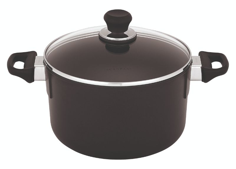 Tall Dutch Oven - Scanpan Classic (26CM/6.5L) with non-stick surface, eco-friendly aluminum, and tempered glass lid for versatile cooking.