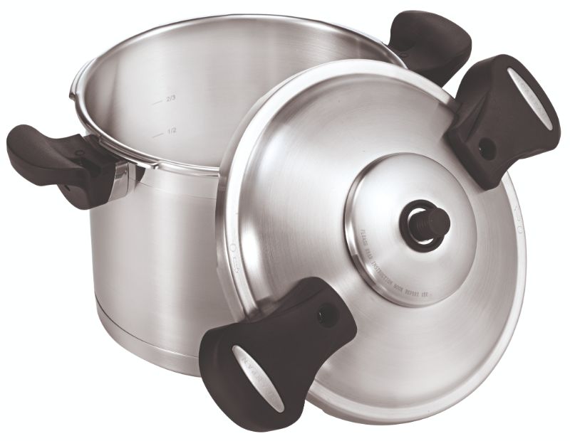 Scanpan 22cm/6L Pressure Cooker in stainless steel, perfect for quick, flavorful meals with safety features for confident cooking.