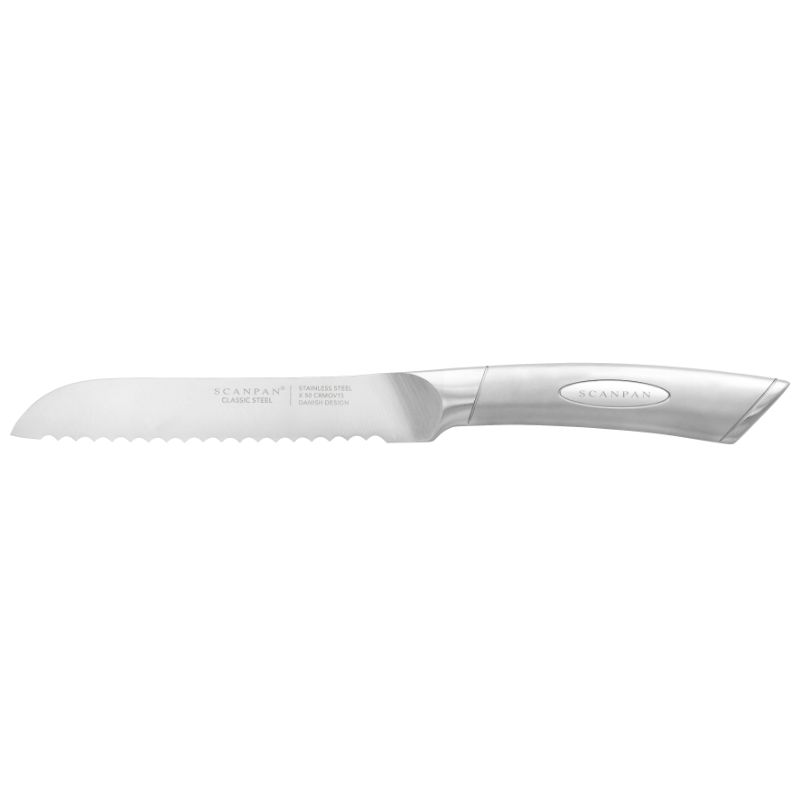 14cm SCANPAN Classic Steel Baguette/Salami Knife, designed for effortless slicing of crusty bread and deli meats.