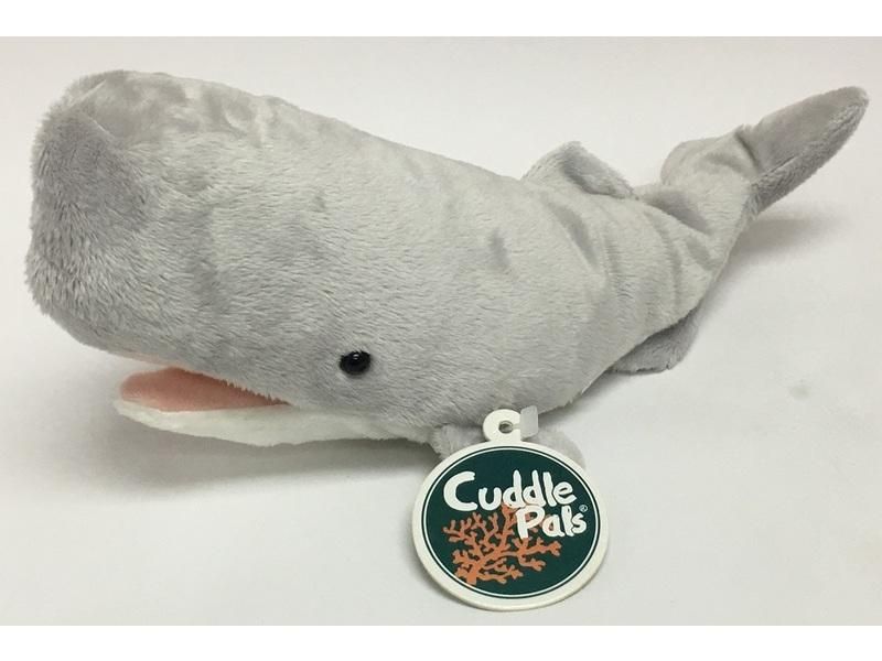 Soft Sperm Whale plush toy, 20 cm long, perfect for cuddling and inspiring marine curiosity in children.