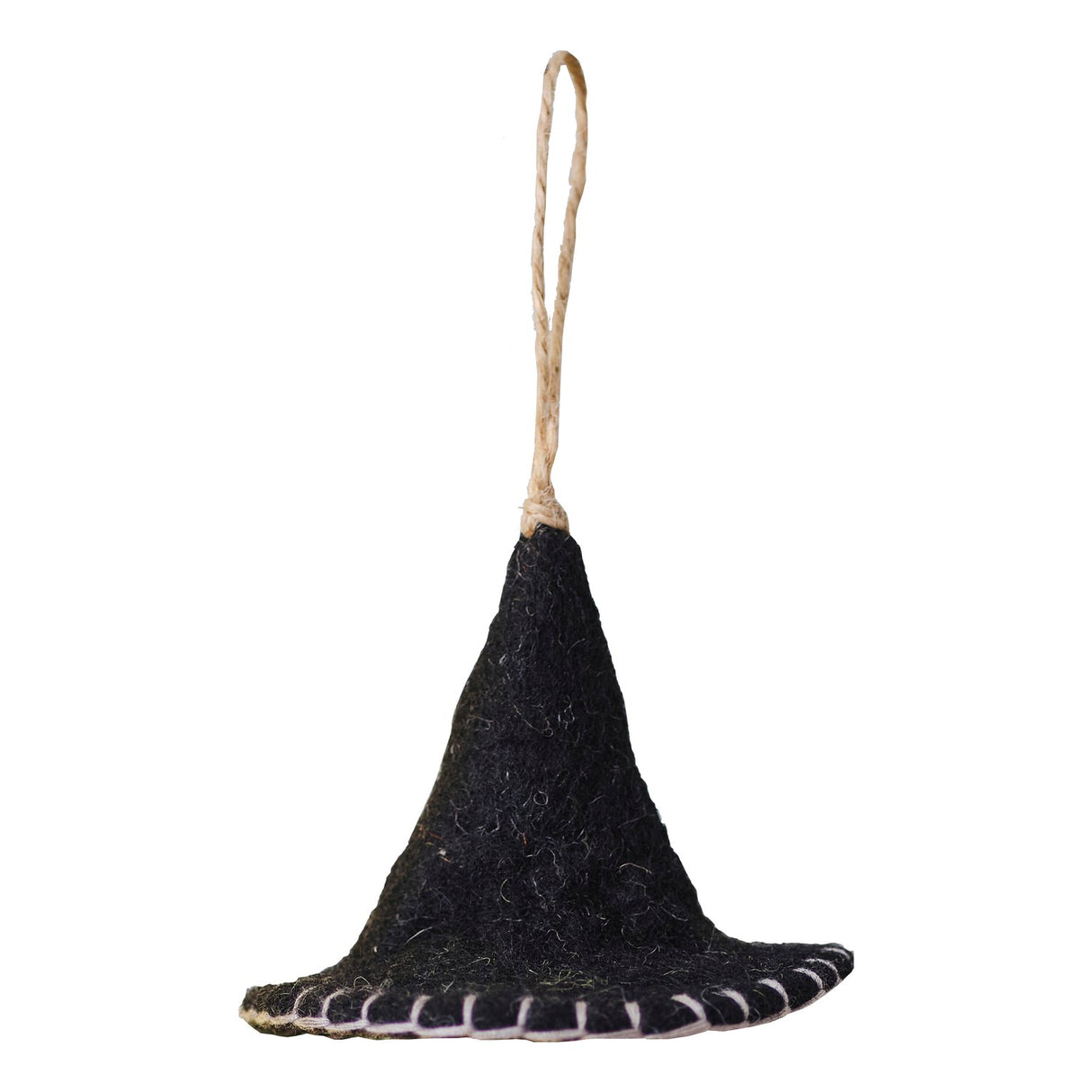 Pumpkin Spice Felt Witches Hat, 9.5cm tall, eco-friendly decoration for Halloween trees with twine loop for easy hanging.