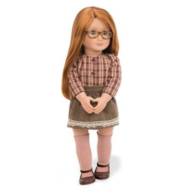 18-inch OG Regular Doll - April in trendy outfit with glasses, perfect for imaginative play and storytelling.