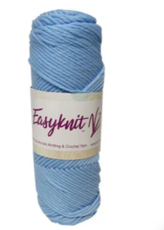 Soft light blue EasyKnit Premium Yarn in a 100g ball, perfect for cozy projects with excellent stitch definition.