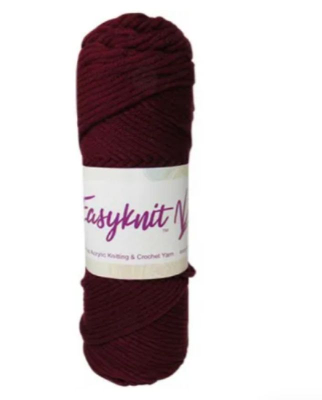 Ultra-soft EasyKnit Premium Yarn in wine red, 100g, 8-ply, perfect for cozy projects and vibrant accessories.