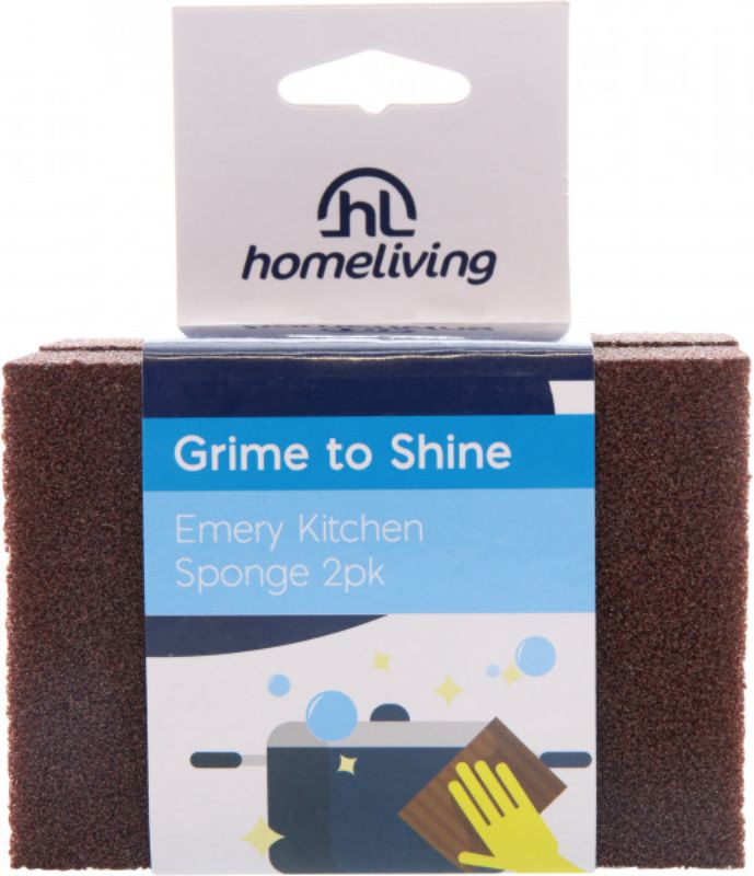 Emery Kitchen Sponges 2pk by Homeliving, durable melamine sponges designed for tough stain and grime removal in the kitchen.