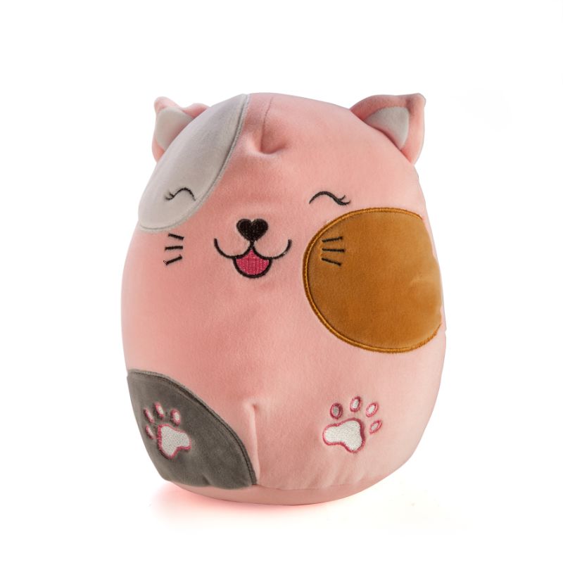 Soft, cuddly 22cm plush cat made from velour, resembling a squishy marshmallow, perfect for all ages.