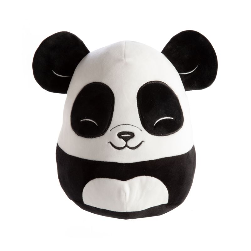 Cuddly 22cm panda plush toy in soft velour, perfect for snuggling and decoration, bringing joy and comfort.