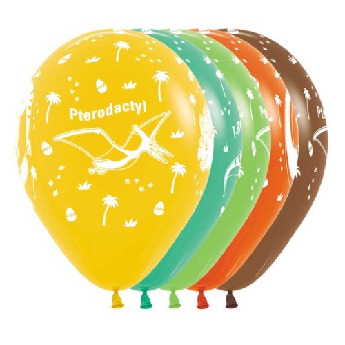 30cm assorted dinosaur latex balloons in a pack of 25, perfect for themed parties and celebrations.