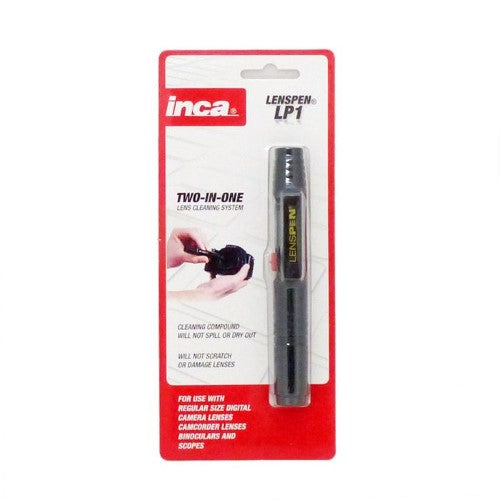 INCA LENSPEN LP1: eco-friendly lens cleaner removes smudges, features retractable brush for easy, effective maintenance.