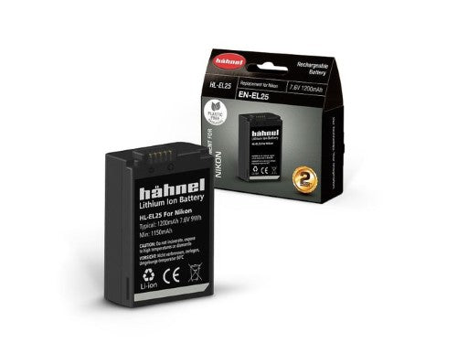 HAHNEL HL-EL25 Nikon compatible lithium-ion battery, 1200mAh, lightweight, designed for extended photography sessions.