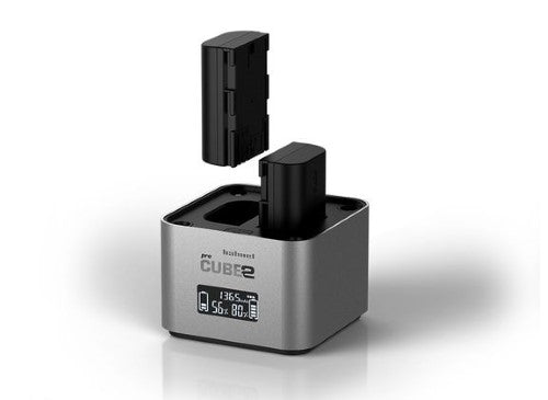 HAHNEL PROCUBE 2 for Canon: Efficient dual battery charger with LCD display, cable-less design, and versatile compatibility.